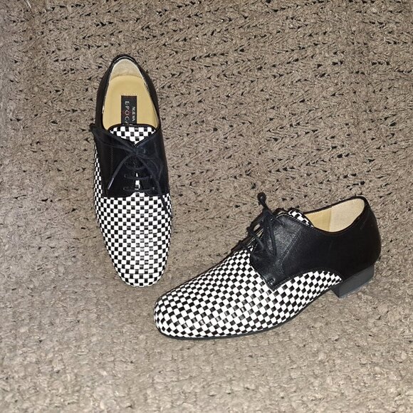 NUEVA EPOCA-Cordova-Woven Black/White Leather Dance Shoes-Sz 6.5UK/8US-NWOB - Picture 4 of 8